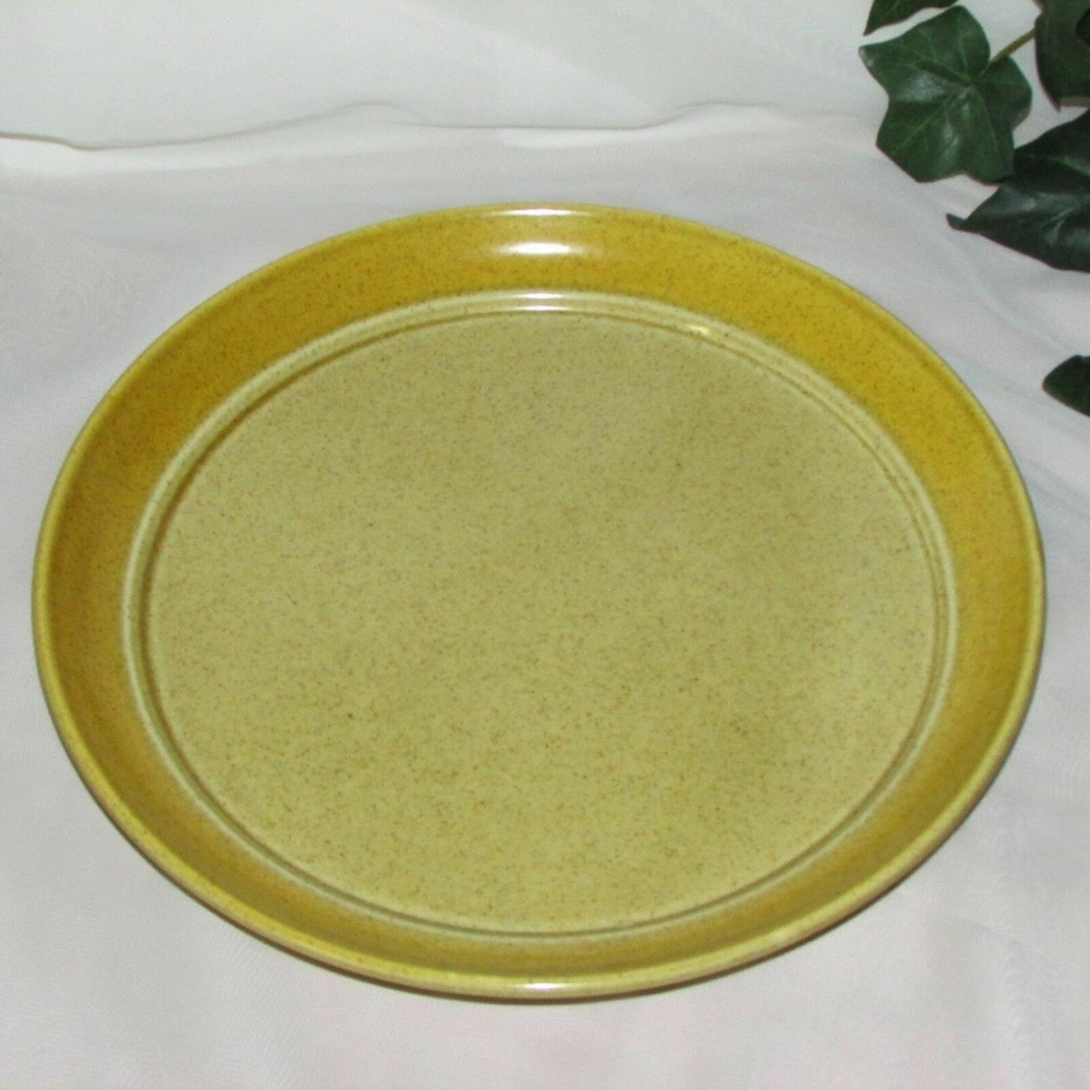 Vintage Homer Laughlin Tan Gold Speckled Dinner Plate Rustic Stoneware 10.5"